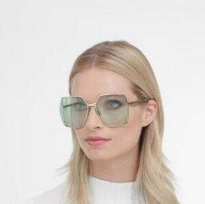 Gucci Green and Gold Oversized Sunglasses